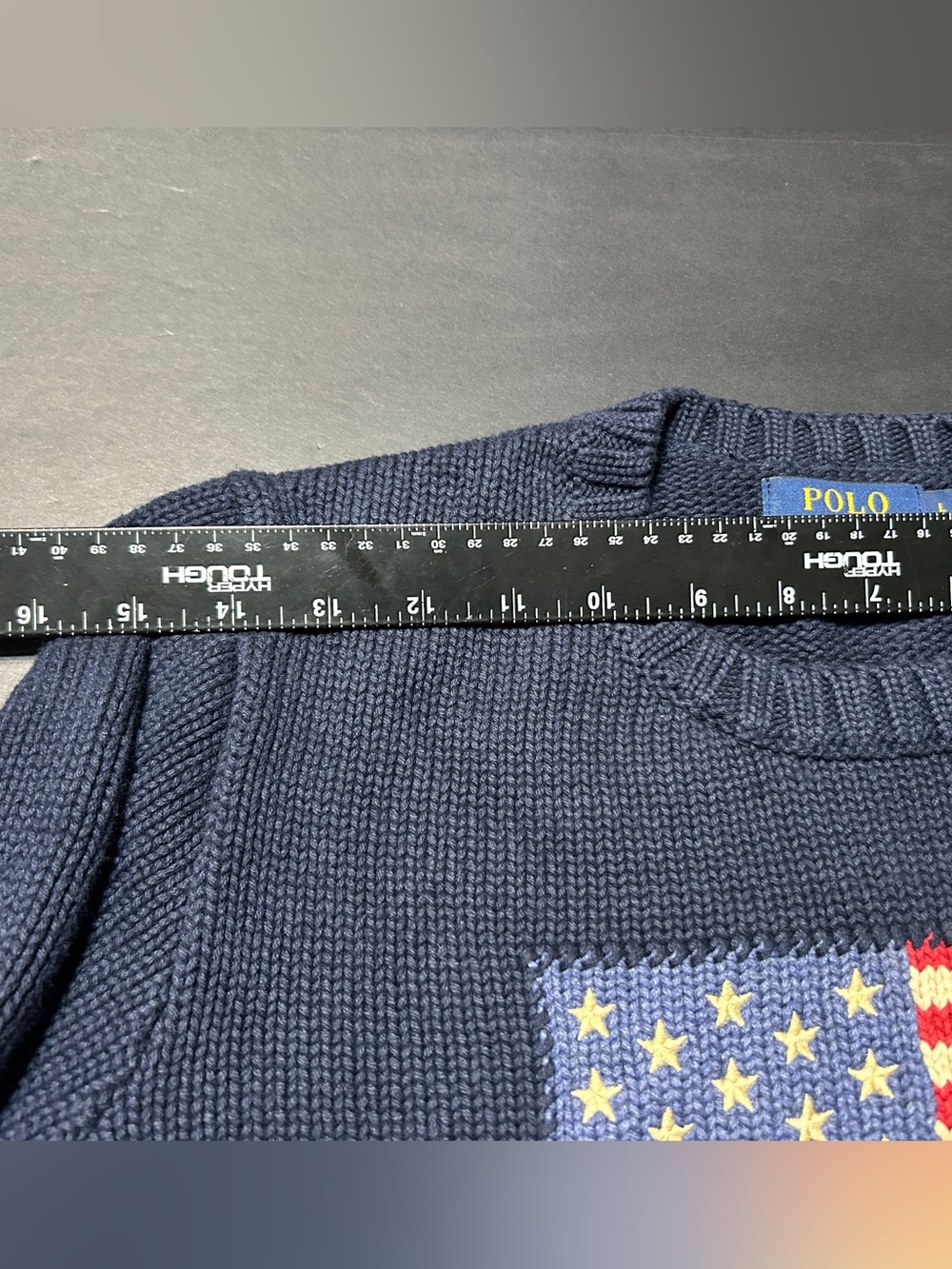 Vintage polo Ralph Lauren women’s Navy Crewneck Sweater with American Flag - Picture 6 of 16